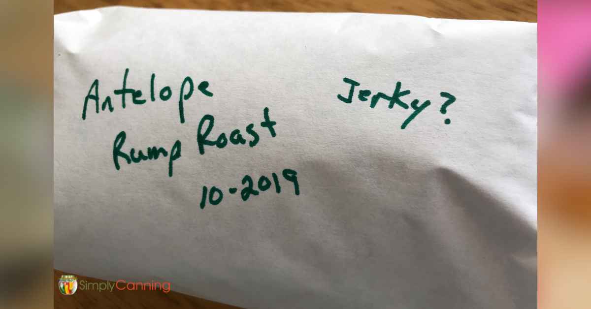 A package of antelope rump roast labeled October 2019.