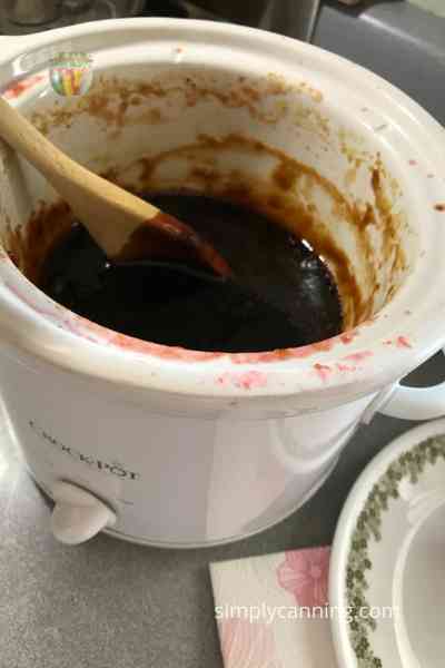 Dark plum butter that’s cooked down in the slow cooker.